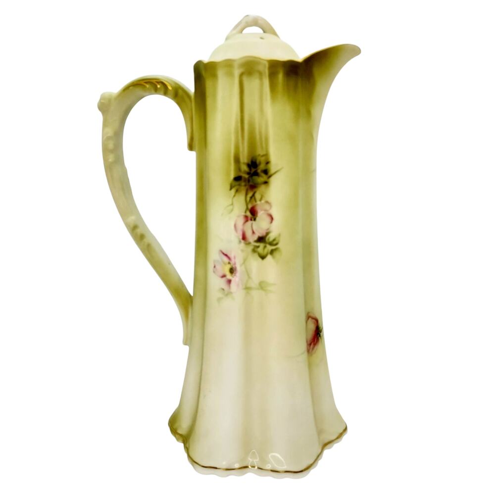 Vintage Nippon Japanese Hand Painted Dogwood 5 PC Chocolate Pot Tea Set Gold Glt - Picture 3 of 14